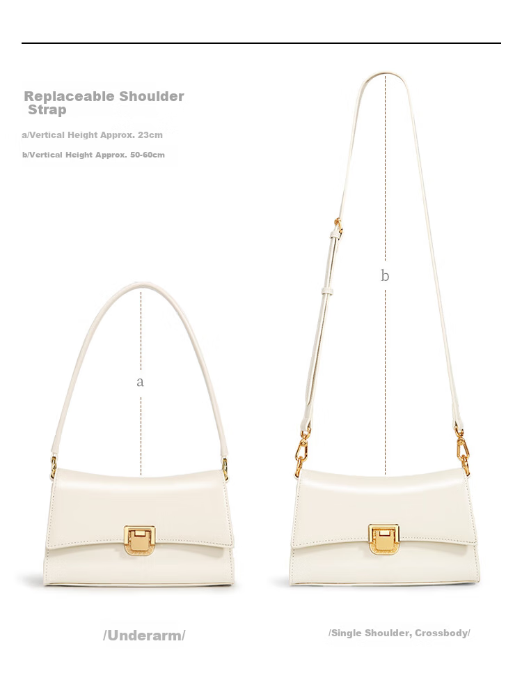 Miaodi 2026 Workplace Underarm Baguette Bag Cowhide Exquisite Niche Light Luxury Shoulder Crossbody Handbag Birthday Gift 26