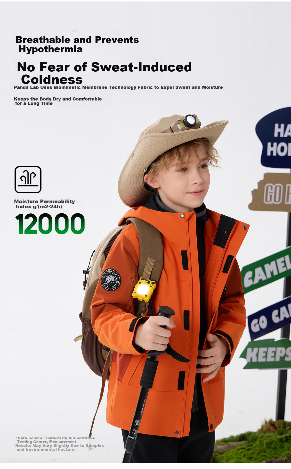 Panda Kids 3-in-1 Waterproof Windproof Fleece Lined Outdoor Jacket Warm School Uniform Autumn Winter, Size 120 5