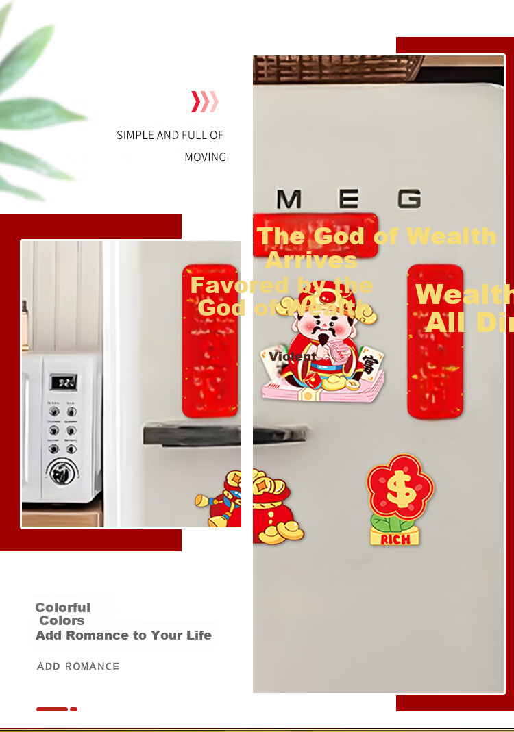 Yishiqing 2026 New Year Magnetic Refrigerator Magnet Creative Festive Atmosphere Scene Decoration Moving Home Ornament 4