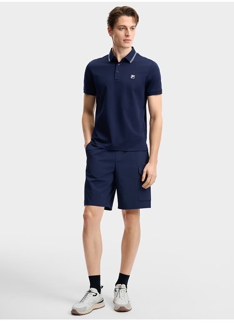 FILA Elite Men's Knitted Short Sleeve Polo Shirt 2026 Summer Simple Basic Casual Top 43