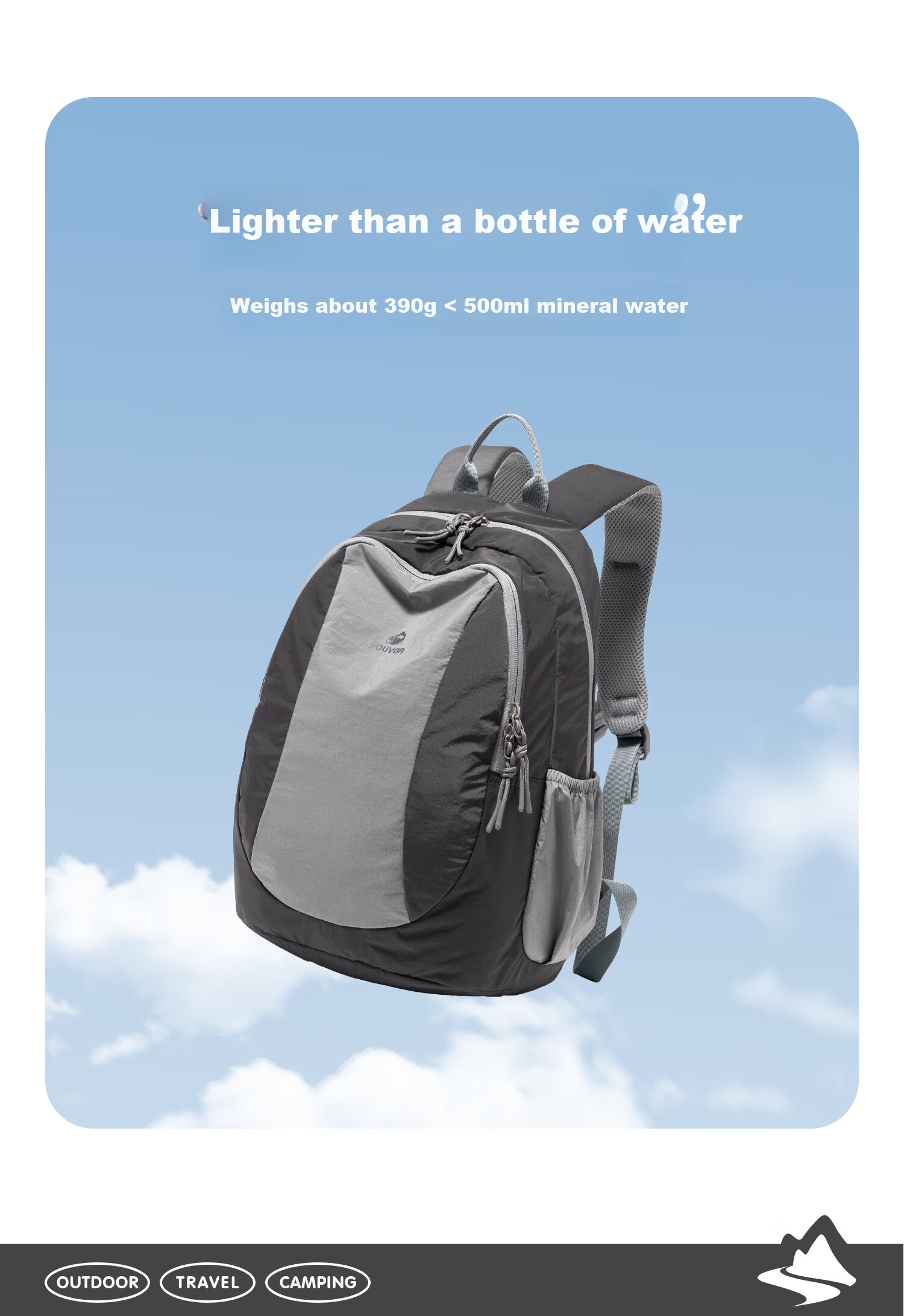FOUVOR Outdoor Lightweight Hiking Backpack for Women Sports Travel School Bag Trekking Climbing Backpack Travel Double Shoulder Bag Mountain Rock Black 5