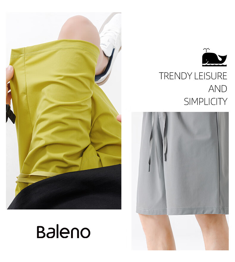 Baleno Men's Summer Cool Skin-Friendly Comfortable Casual Shorts Trendy American Style Sports Fitness Sun Protection Five-Point Pants 14