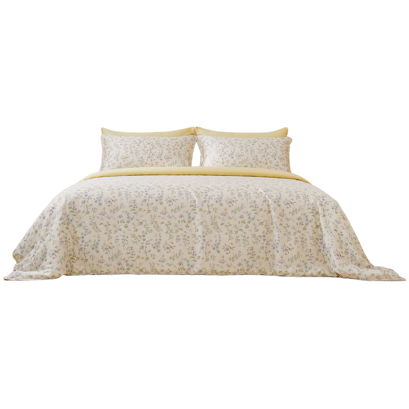 MIDO HOUSE Mingdu Bedding Set, Lenzing Tencel LFH60 Spring And Summer Bed Sheet, Duvet Cover, Bedding - Peach Shadow Love Story, 1.8m Bed Sheet Style
