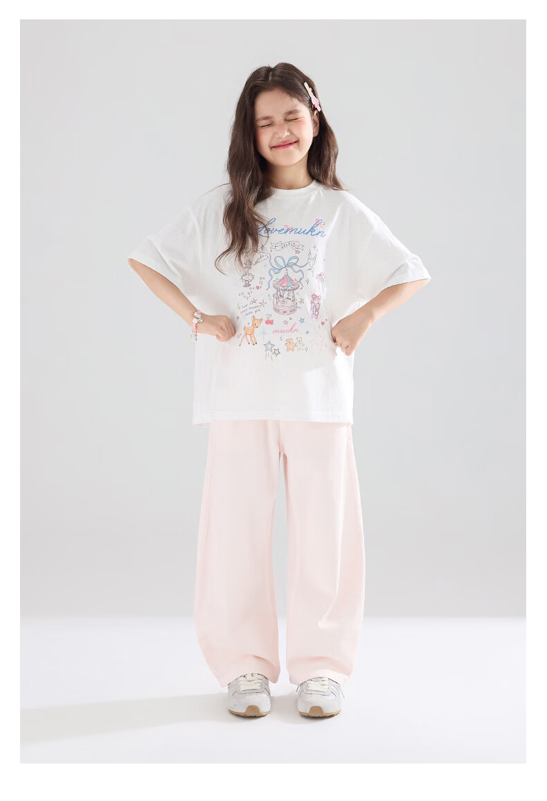 Mucmukn Wish Fairy Snowflake Soft Cotton Loose Hand-Painted Print Short Sleeve T-Shirt Summer Girls' Tee New 9