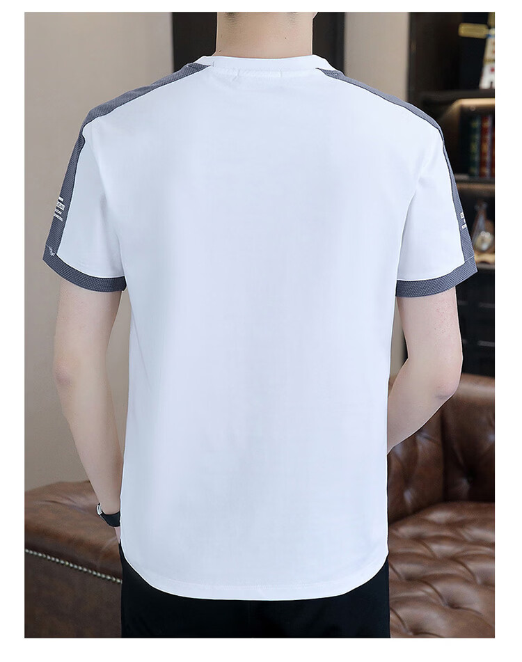 Pierre Cardin Men's Short Sleeve T-Shirt Summer Lightweight High-End Versatile Casual Crew Neck Breathable Top White M 6
