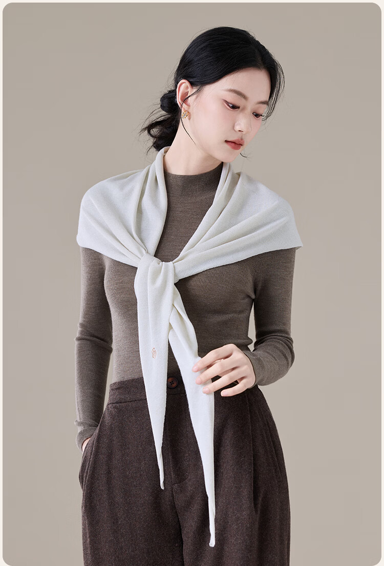 JIUMU Sheep Wool Lightweight Four-Season Shawl Women's Elegant Summer Air-Conditioned Office Warm Shawl 19