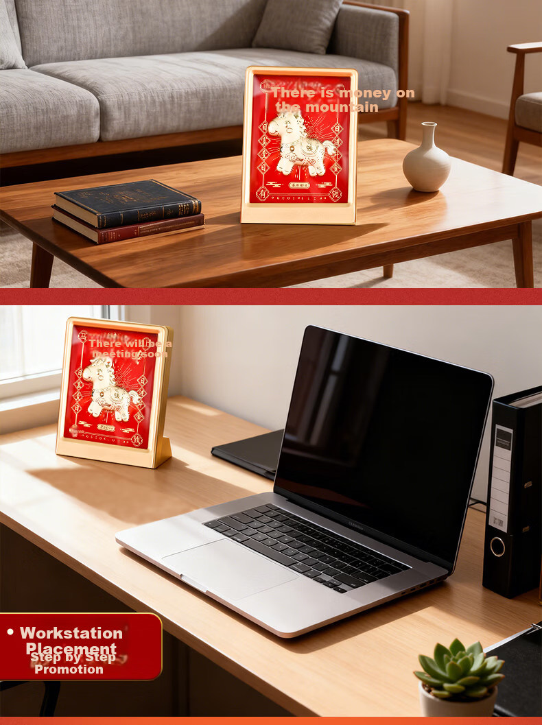 Feng Shui Pavilion 2026 Year of the Horse Gift Money Luck Horse Figurine Zodiac Horse Mascot Office Workplace Annual Meeting New Year Gift 5