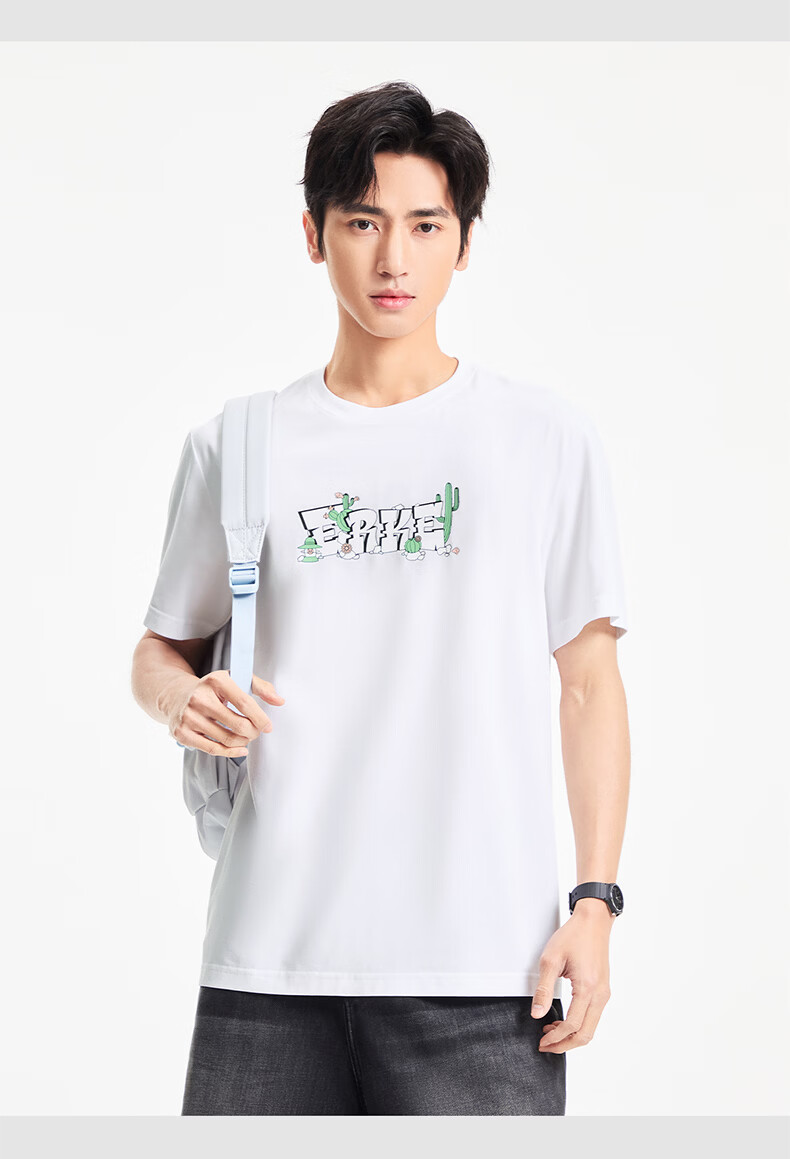 Erke Men's Crew Neck Short Sleeve Knit Shirt Summer Sports T-Shirt Outdoor Casual Running Fashion Base Layer Top 12