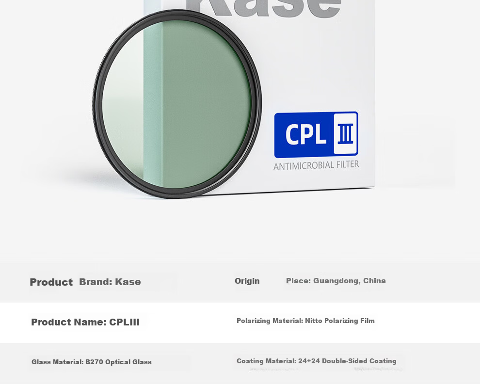 Kase 3rd Generation CPL Polarizer Circular Polarizing MRC Filter 72mm Anti-Reflection Color Enhancement Saturation Booster 7