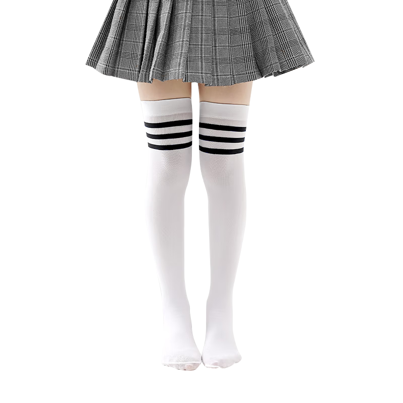 Bingxuemumian Children's Knee-High Socks, Girls' Summer Thin Mesh Socks, White Boys' Preppy Style Versatile Soccer Socks