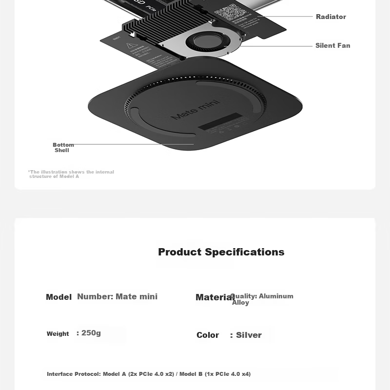 Lingke Mate Mini Speed Edition Docking Station Mac Mini High-Speed 80Gbps Expansion Dock Base Hard Drive Enclosure 16TB Storage Expansion Ultra-Fast Read/Write Beyond Original Hard Drive 16