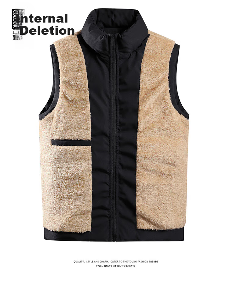 MiiOW Men's Vest, Autumn And Winter Jacket, Sleeveless Cotton Coat for Young And Middle-Aged Men, Casual Stand-Up Collar with Fleece Lining, Blue, XL 12