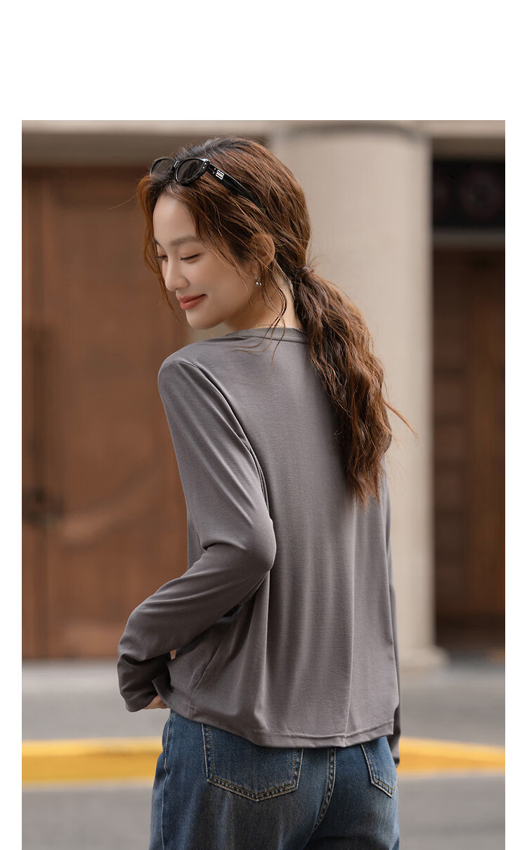 Demana [Breathable Tencel] Spring Korean Style Crew Neck Flocked Letter Print Loose Fit Petite Women's T-Shirt 10
