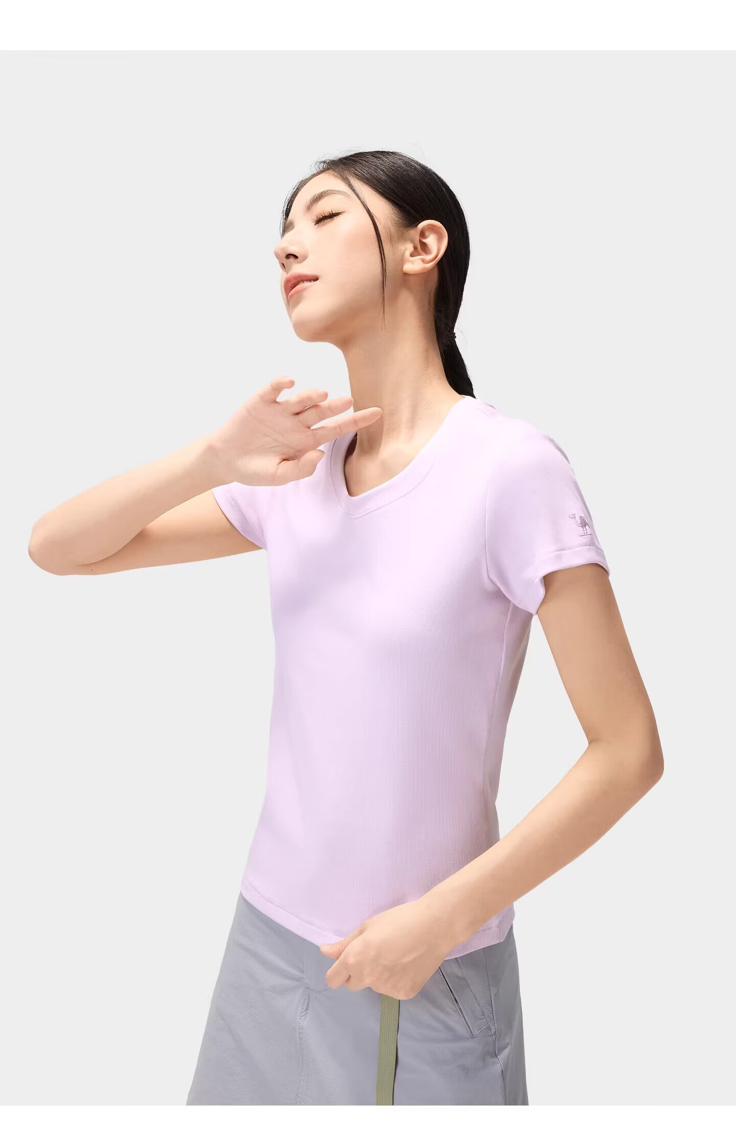 CAMEL Outdoor Casual Women's Shoulder T-Shirt 26 Spring Summer Breathable Stretch Slim Cotton Sports Tee K092 18