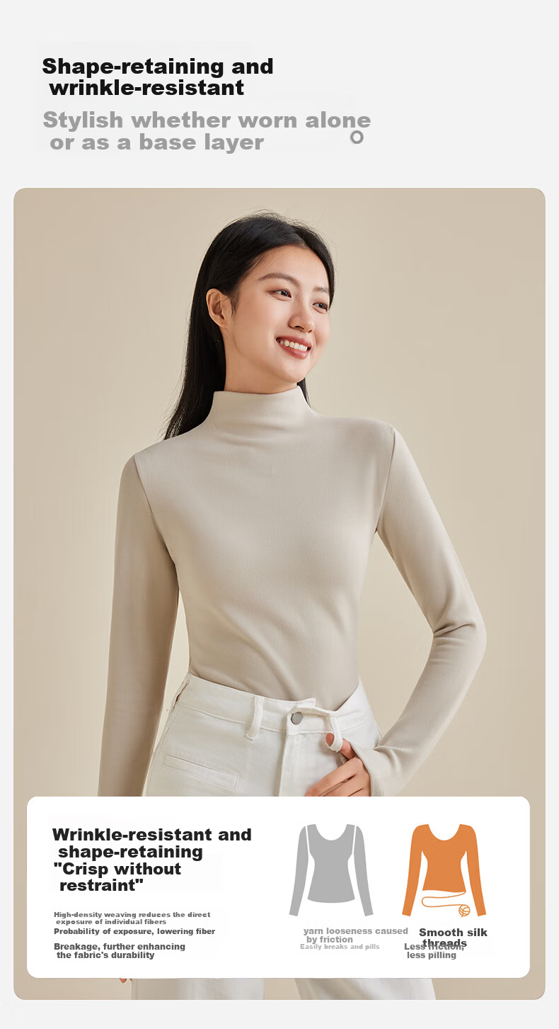 Borui Camellia Oil Moisturizing Boat Neck Base Shirt 10A Antibacterial Mite-Resistant Women's Thermal High Elastic Soft Slim Fit Top 17