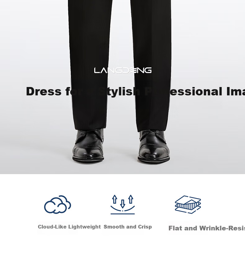 Langdeng Business Men's Formal Dress Pants Spring Autumn New Easy-Care Straight-Leg Commuter Suit Trousers for Men 2