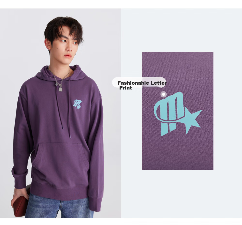Meters Bonwe Unisex Hoodie Autumn New Trendy Couple Letter Knit Pullover Sweatshirt 6