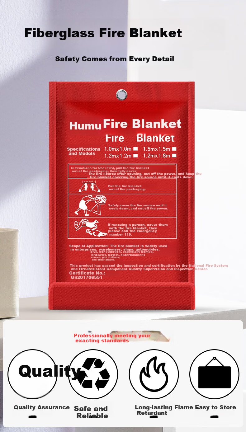 Jumu Fire Blanket Fiberglass Fire Extinguisher for Home Kitchen Factory Emergency Escape National Fire Safety Certification 1