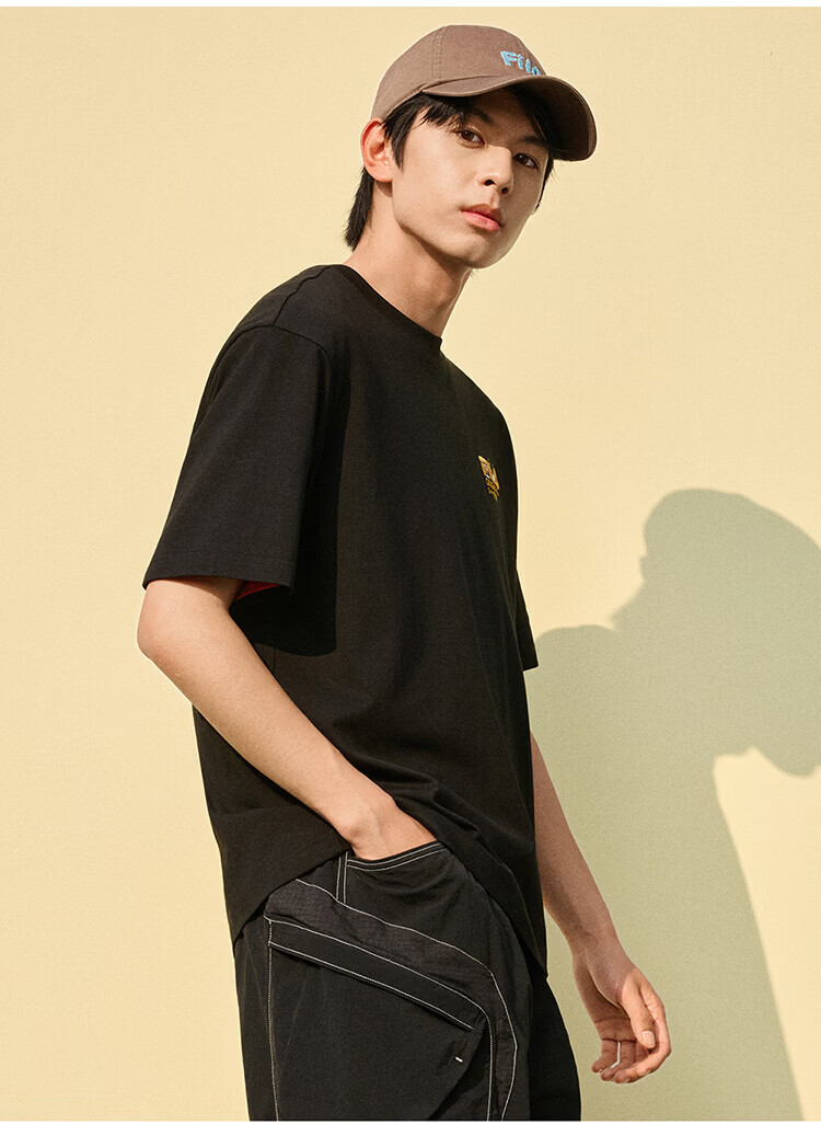 FILA Official Couple's Knitted Short Sleeve Shirt 2026 Summer Fashion Casual Unisex Loose Cat Embroidery T-Shirt 28