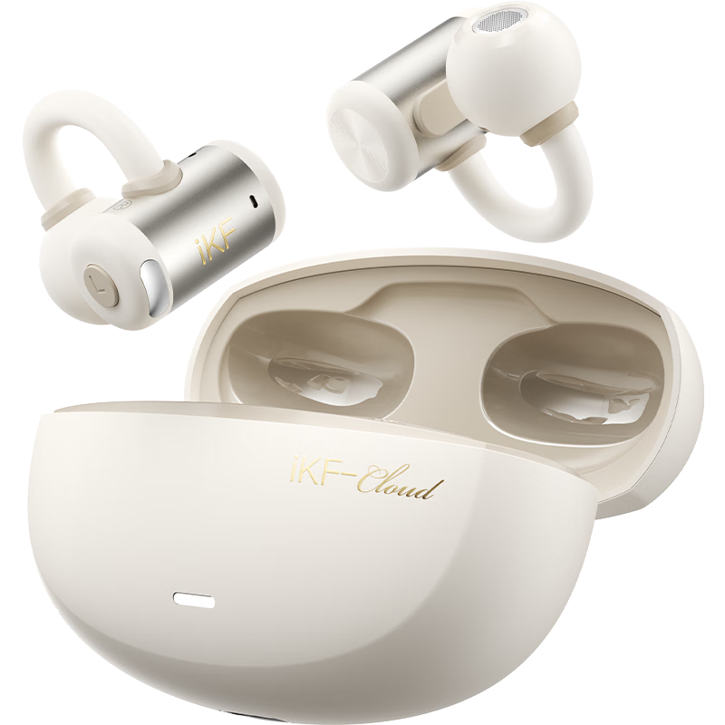 IKF Zhaoyue Clip-on Bluetooth Earphones Wireless Open Bone Conduction Non-In-Ear Zero Sensation Cushion Ultra-Long Battery Life Sports for Huawei Apple Yunyan White