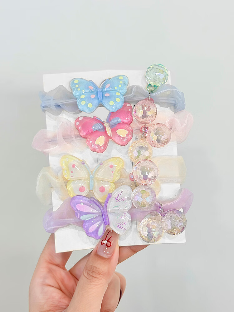 CHIMERA 4-Piece Candy-Colored Hair Ties for Children, Durable Hair Bands for Bun Hairstyles, Hair Accessories for Girls, Mid-Autumn Festival Gift 1