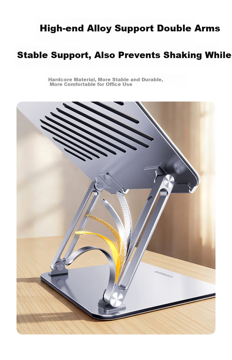 UGREEN Laptop Stand, Computer Tablet Phone Large Size Riser, Hollow Heat Dissipation, Dual-Axis Height Adjustable Vertical Stand, Suitable for Apple MacBook, Huawei, Lenovo, Xiaomi 4