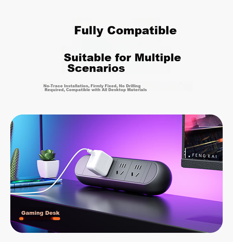 Lianggong Desk Clamp Socket Desktop Embedded Liftable Retractable Multifunctional Home Gaming Computer Office Desk Invisible Power Strip 3-Socket Outlet 9