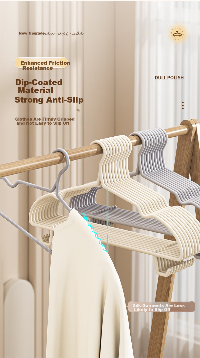 Baicaoyuan Non-Marking Clothes Hangers Anti-Slip 2026 New Thickened and Widened Steel Tube Clothes Hangers 20-Pack 6