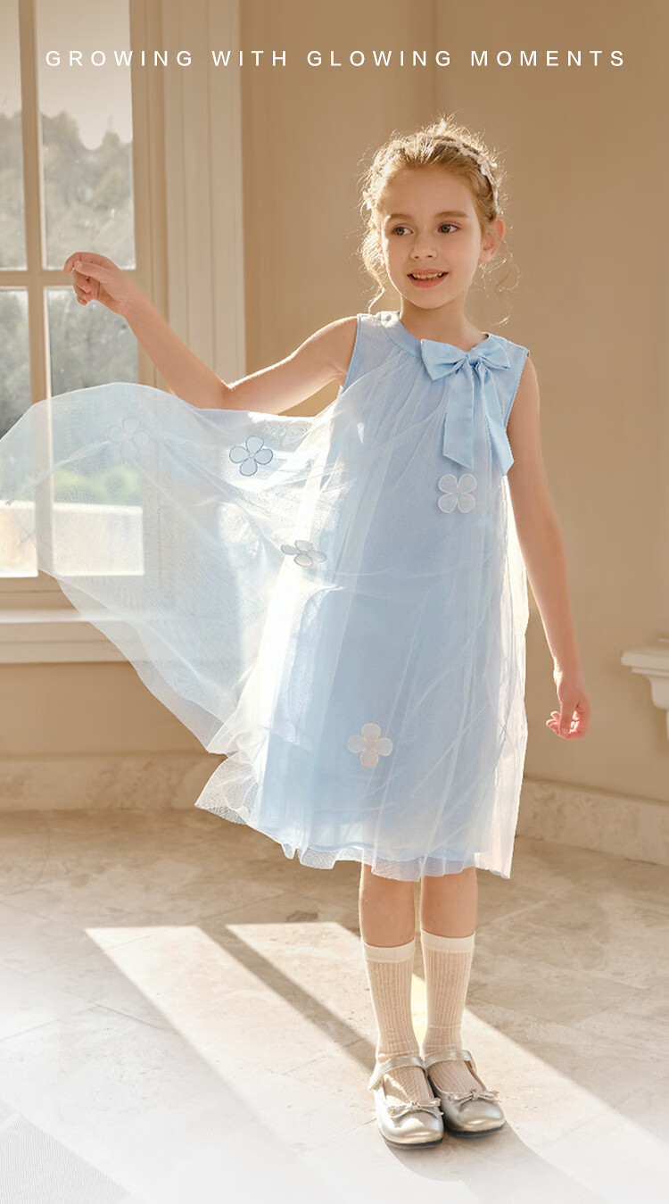 Balabala Kids Dress 2026 Summer New Girls Baby Vest Dress Sweet Mesh Princess Dress 2