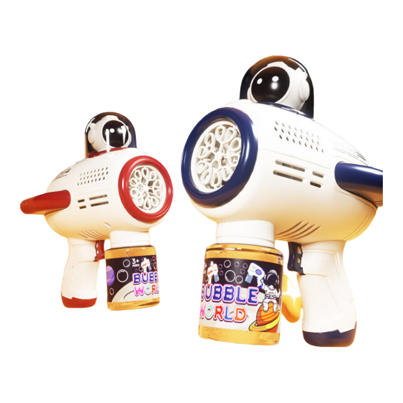 Class 3-2 Fully Automatic Electric Bubble Blower for Kids Handheld Leak-Proof 10-Hole Astronaut Red (Rechargeable Set)