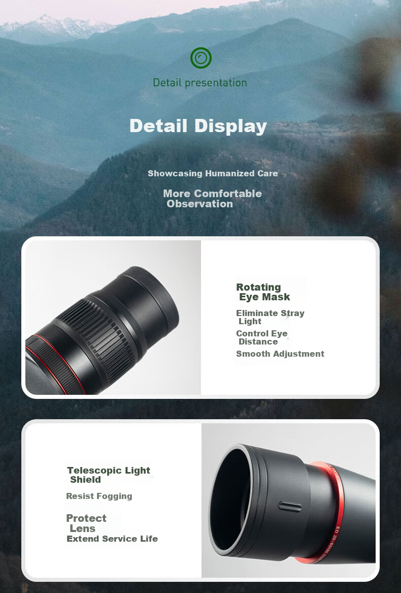 Leilong Pursuer 15-45X70ED High-Definition High-Power Professional Outdoor Adult Target and Bird Watching Monocular Telescope 30
