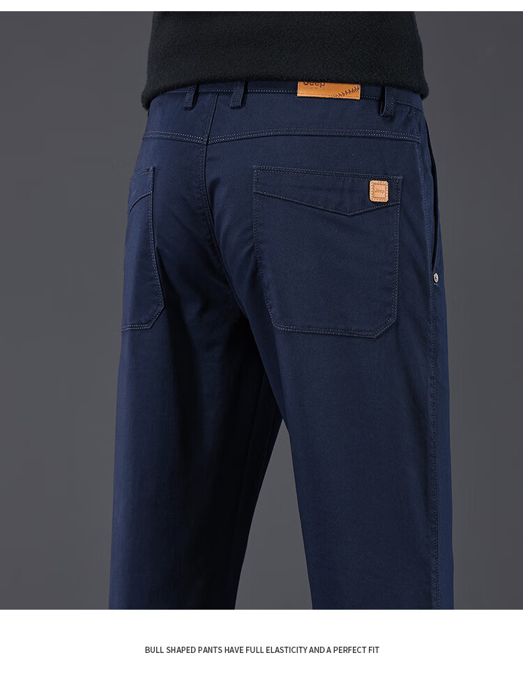 JEEP High-End Men's Casual Pants, New Spring 2026 Style, Loose Straight-Leg, Light Business Pure Cotton Trousers for Me 24