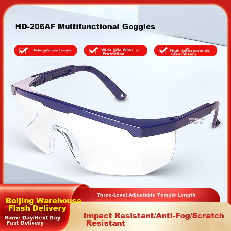 Huadun Protective Goggles Windproof Anti-Fog Liquid Splash Cutting Grinding Dustproof Impact Resistant Scratch-Resistant HD-206AF Anti-Fog Unisex
