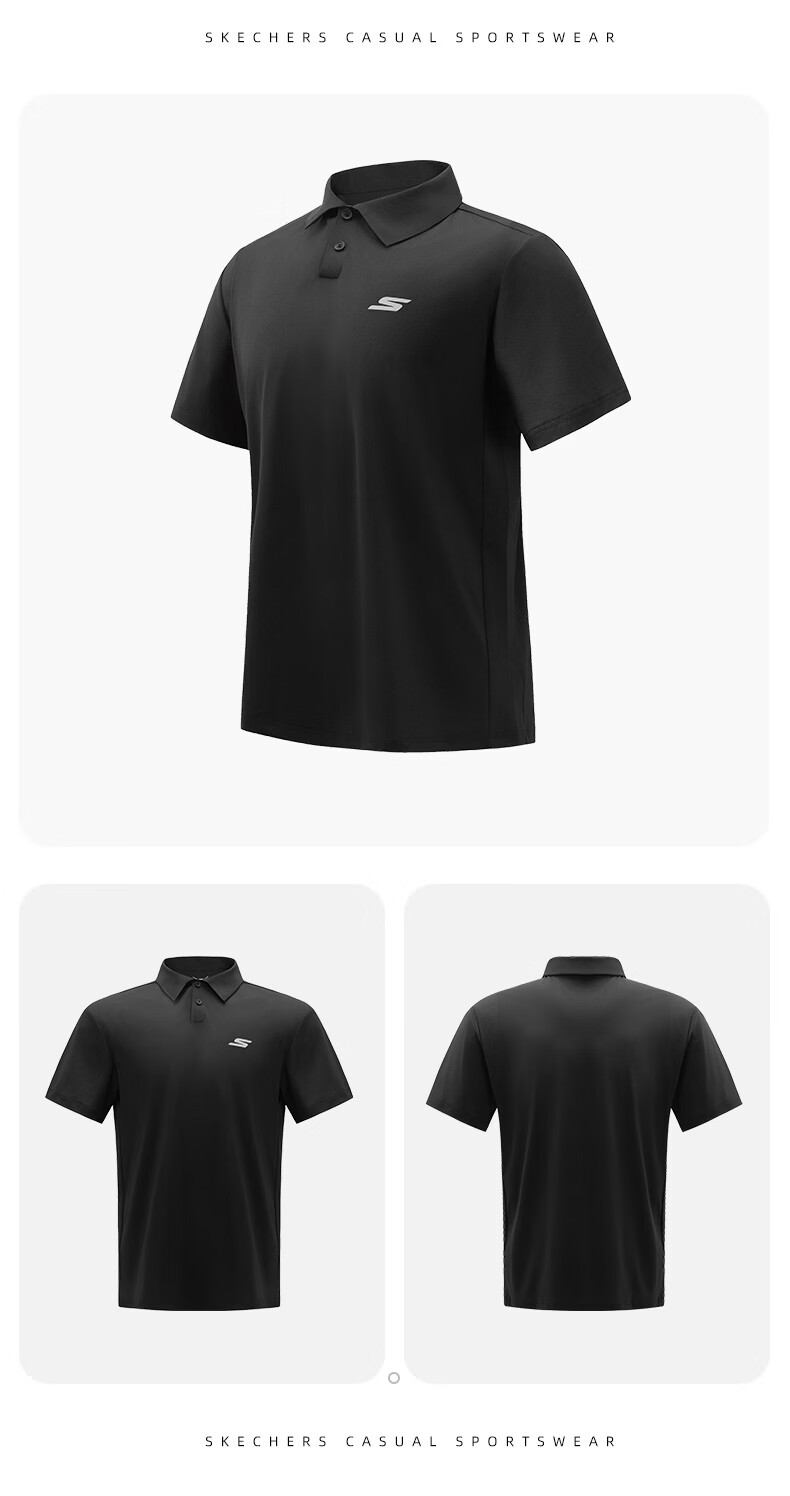 Skechers Men's Polo Shirt 2026 Summer New Outdoor Sports Breathable Short Sleeve Sun Protection Cooling Casual Versatile T-Shirt 5