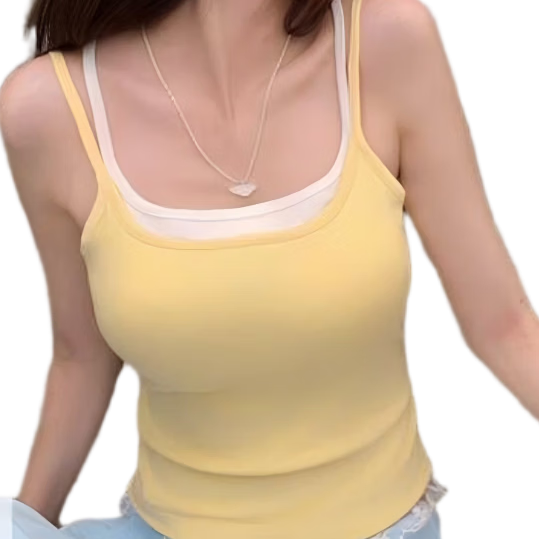 FitonTon Women's Padded Camisole Summer Two-in-One Bowknot Backless Bra Tank Top
