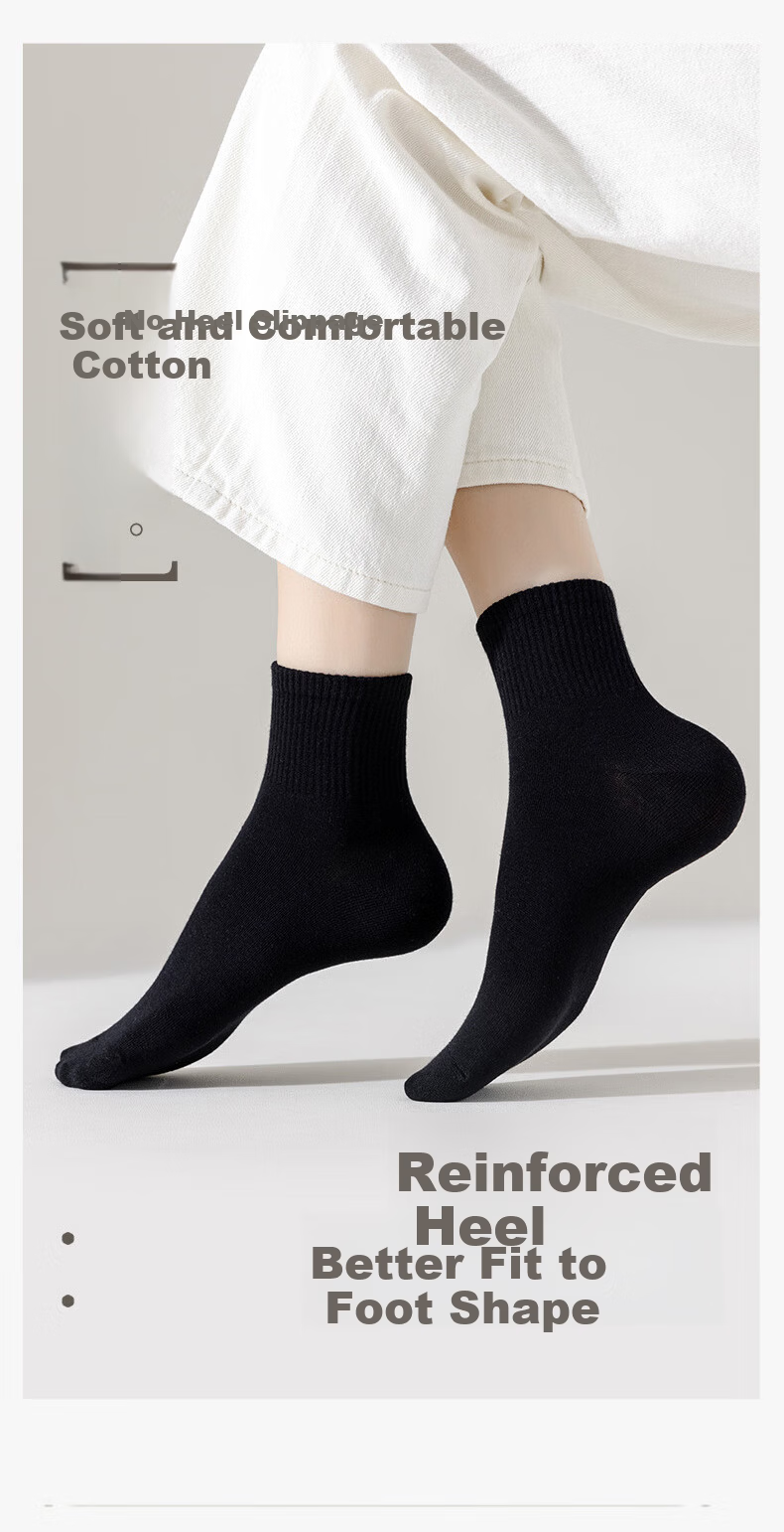 VICTORIATOURIST 10 Pairs Women's Sports Casual Cotton Socks Spring Summer Breathable Running Short Tube Sweat-Absorbing Odor-Resistant Solid Color Socks 7