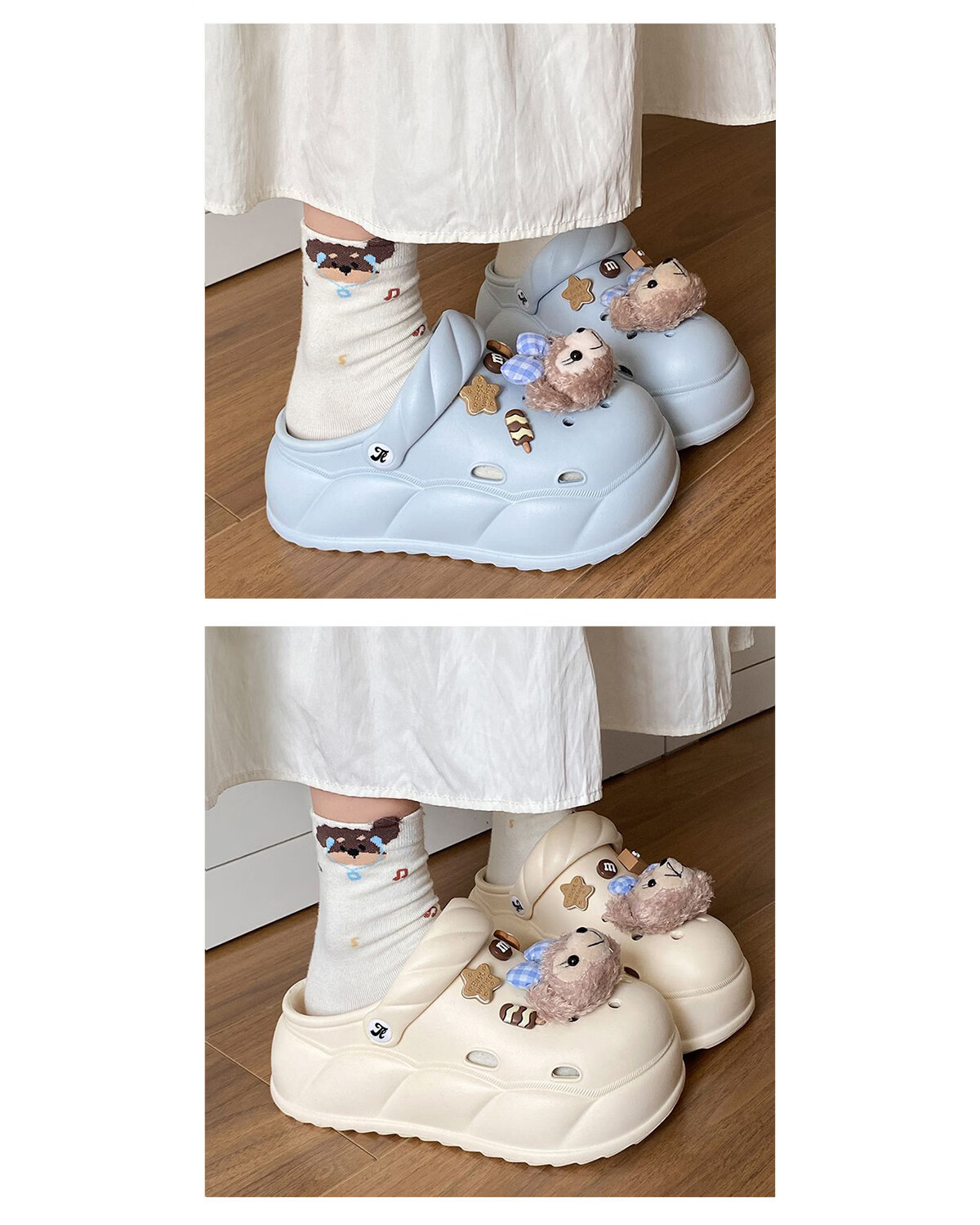 TonLion Women's Sandals 2026 Summer Breathable Hole Shoes Thick Sole Height Increasing Casual Beach Shoes Fashion Blue Size 40/41 3