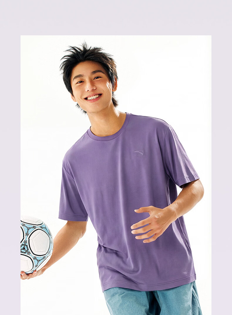 Anta Casual Short Sleeve T-Shirt Unisex Summer Simple Solid Color Crew Neck Sports Base Shirt Loose Fit Couple Top 17