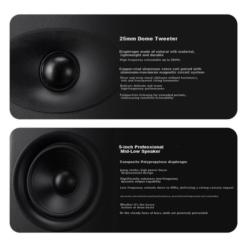 HiVi M200 Neo Wireless Bluetooth Speaker Home Two-Way HiFi Audio TV Computer Study Living Room Desktop Bookshelf Speaker Wood Grain Color