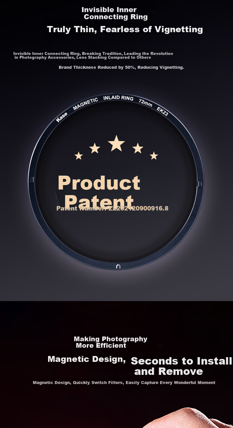 Kase Polarizing Magnetic CPL Filter 67mm Wolverine II Magnetic CPL Polarizer High-Definition High-Transmission Low-Reflection Landscape Photography Filter 6
