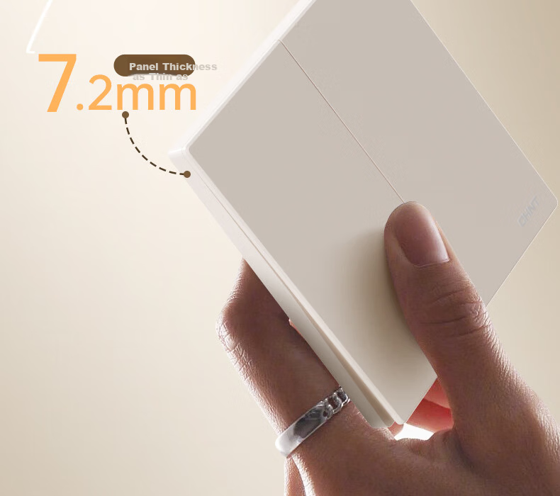 CHNT Switch Socket No-Paint Cream Style Large Panel Socket Faceplate Flush Mounted X1M One-Gang Single Control Three-Hole Cheese Yellow 7
