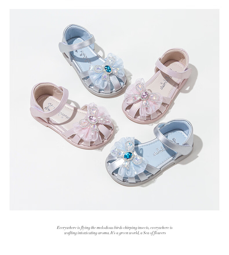 Fulromy Girls Toddler Walking Shoes Summer Sweet Bow Princess Sandals Baby Soft Sole Crystal Shoes Iridescent Pink Size 22 7