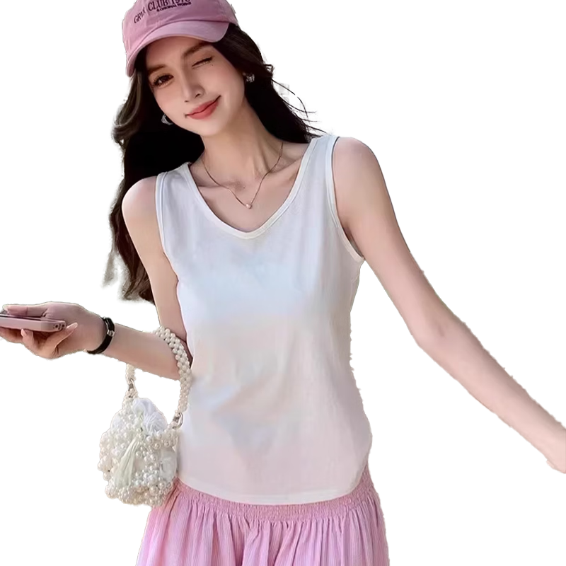Langsha Cooling Snowflake Cotton Women's Vest Spring Loose Fit Side Coverage Camisole Sleeveless Casual Lazy Style Top