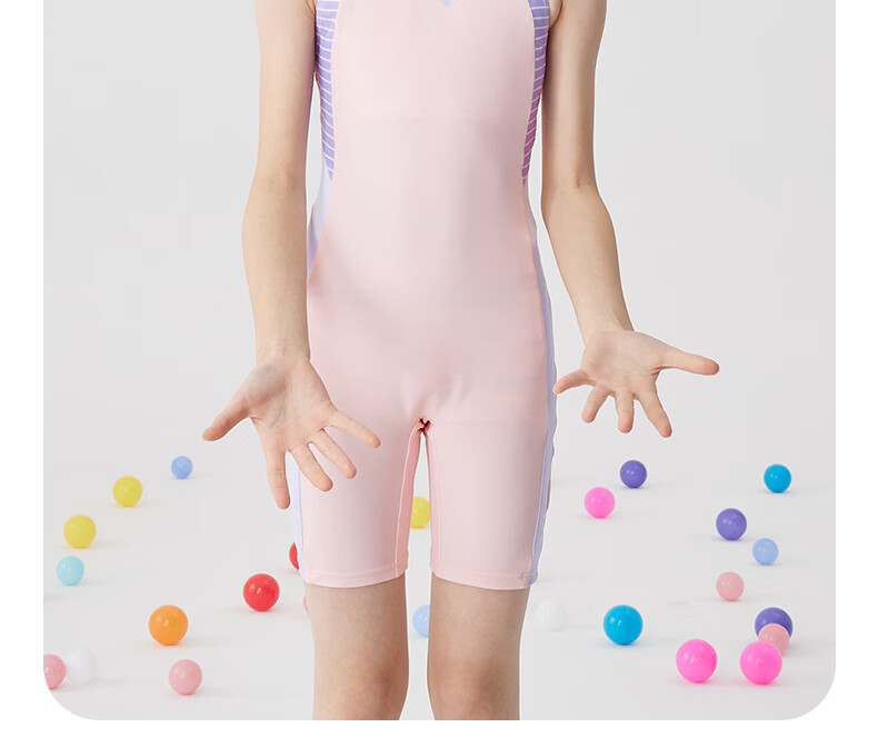ANTA Children's One-Piece Swimsuit for Girls, Square-Leg Professional Training Swimwear for Older Kids, Teenagers, Beginners, Swimming Equipment, Purple, Size 120 19