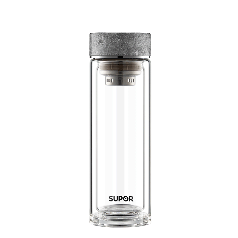 SUPOR Pure Titanium Tea Infuser Double-Layer Glass Cup Tea Water Separation Titanium Tea Cup Gift for Men and Women Birthday Gift Box