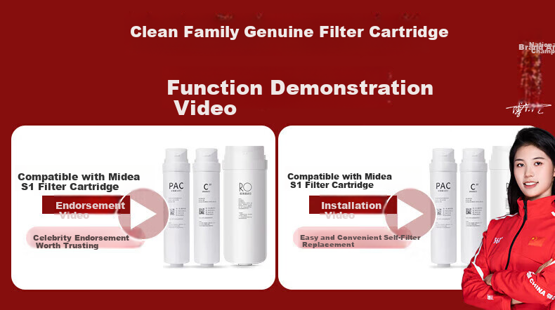 Clean Family Compatible Midea Water Purifier Filter Cartridge S1 Red Bean MRO/MRC1790A/1686B/1795H/2081/WAH75-03 Hualing 50G/75G/100G RO Membrane Full Set 2