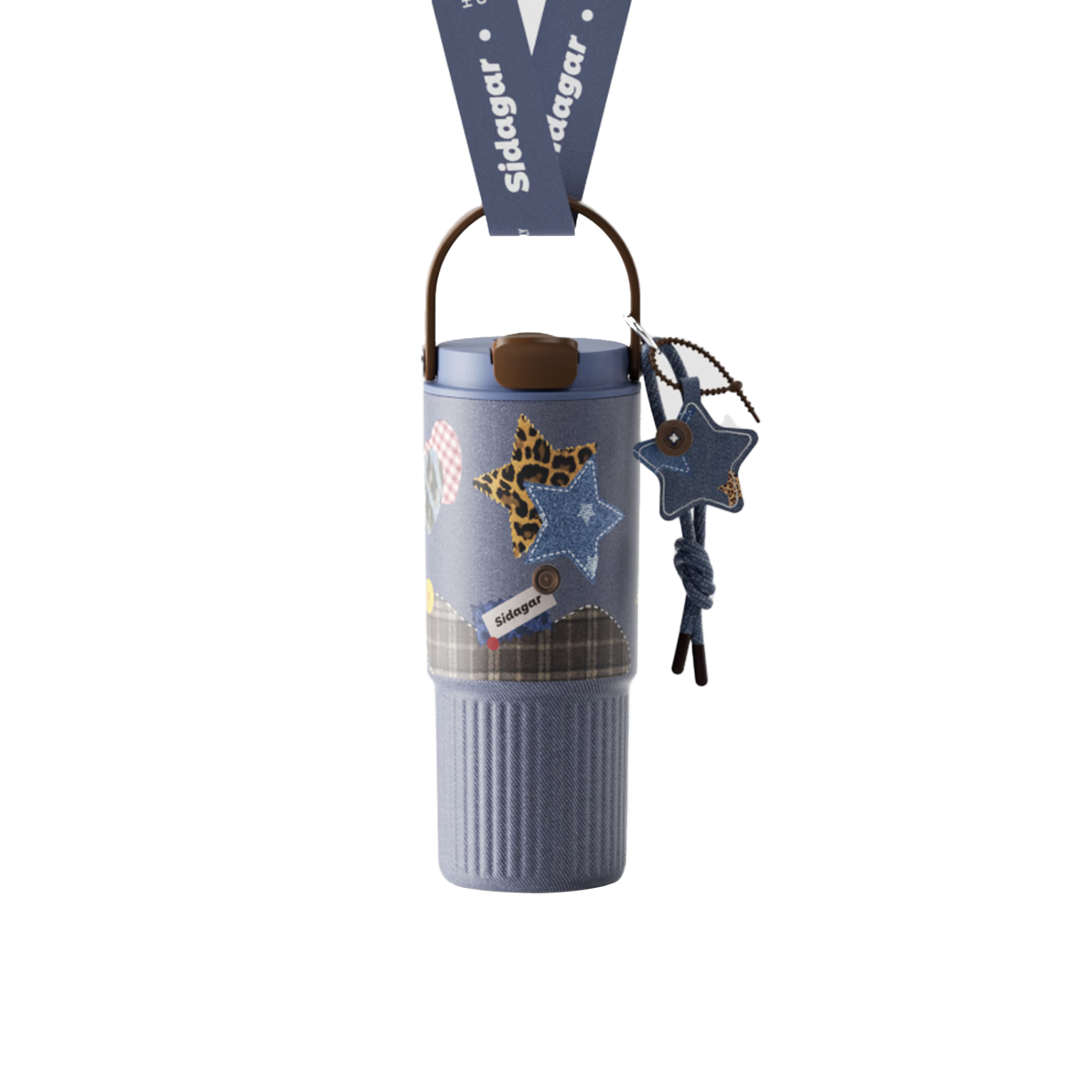 Shida Home Insulated Water Bottle for Women Denim Series Straw Cup Portable High-Value Large Capacity Stainless Steel Car Mug