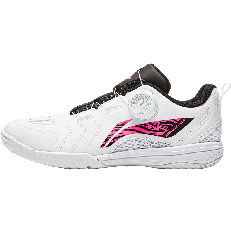 LI-NING Kids Table Tennis Shoes Youth Professional Rubber Sole Training Competition Sports Shoes Standard White/Fluorescent Pink 37