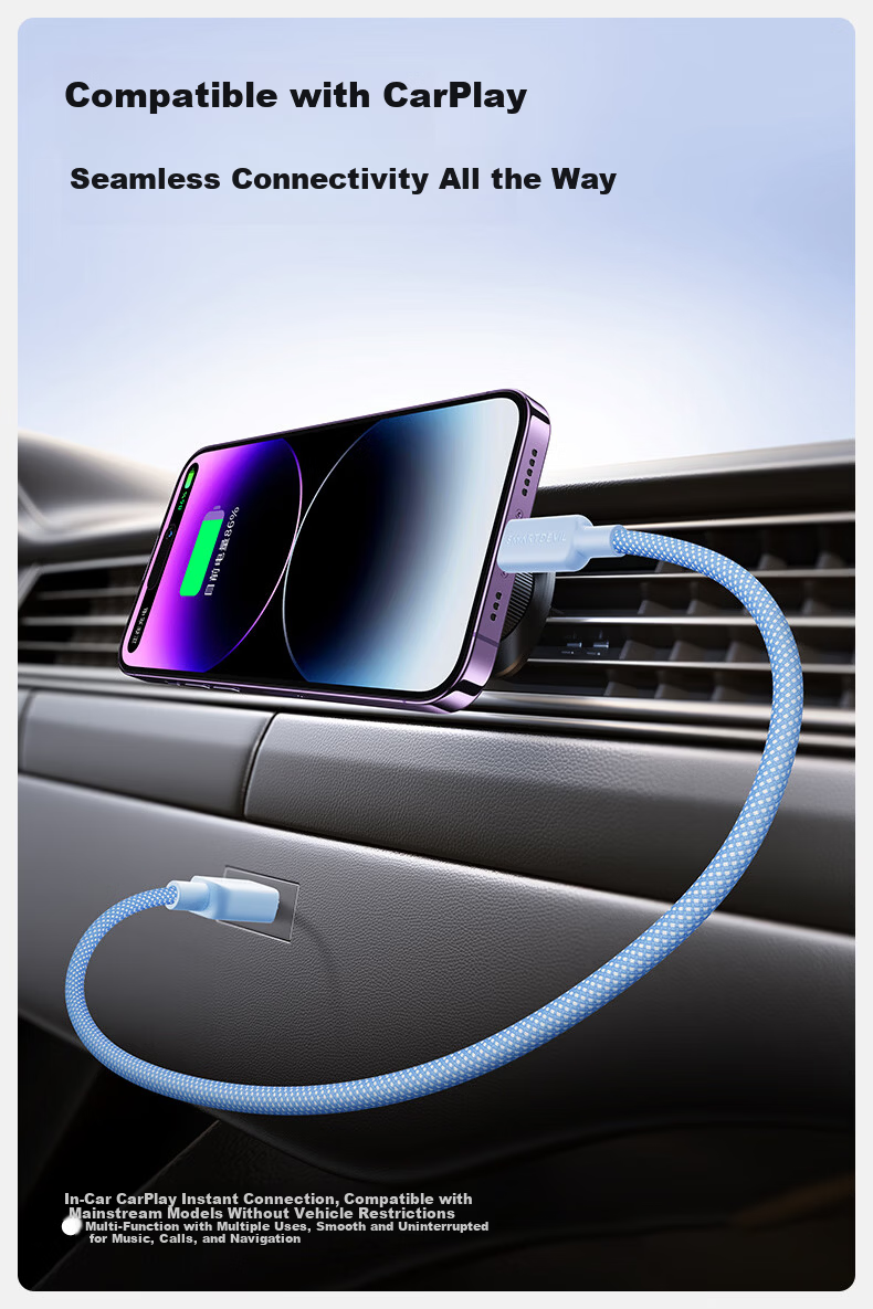 Shanmo Apple Data Cable 2.4A Fast Charging Cable Compatible with iPhone 14/13/12/11 Pro Max/XR/XS/8, Tablets iPad Car USB Charger Cable 1.8M 12