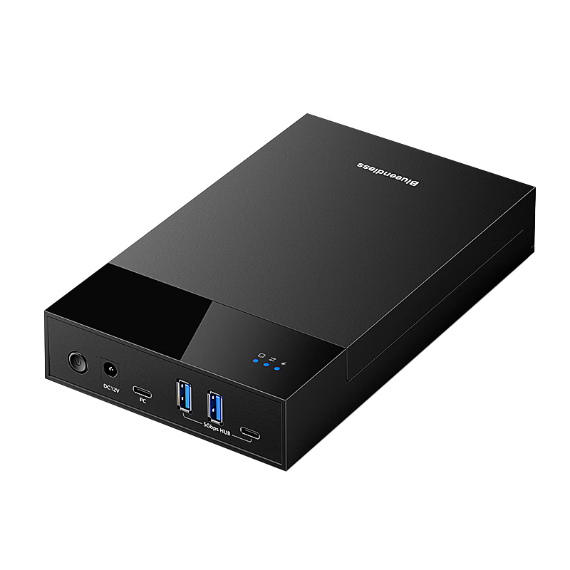 Lanshuo 2.5/3.5 Inch SATA External Hard Drive Enclosure with HUB Expansion for Desktop and Laptop, Mechanical and SSD, 2 USB 3.0 + Type-C Expansion
